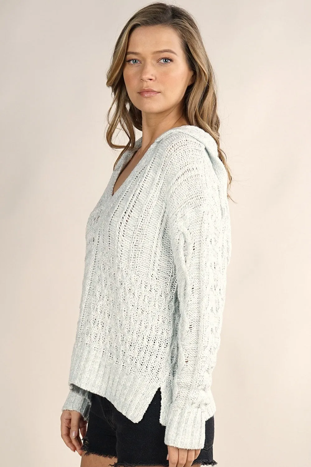 Lightweight Mixed Pattern Hoodie Sweater