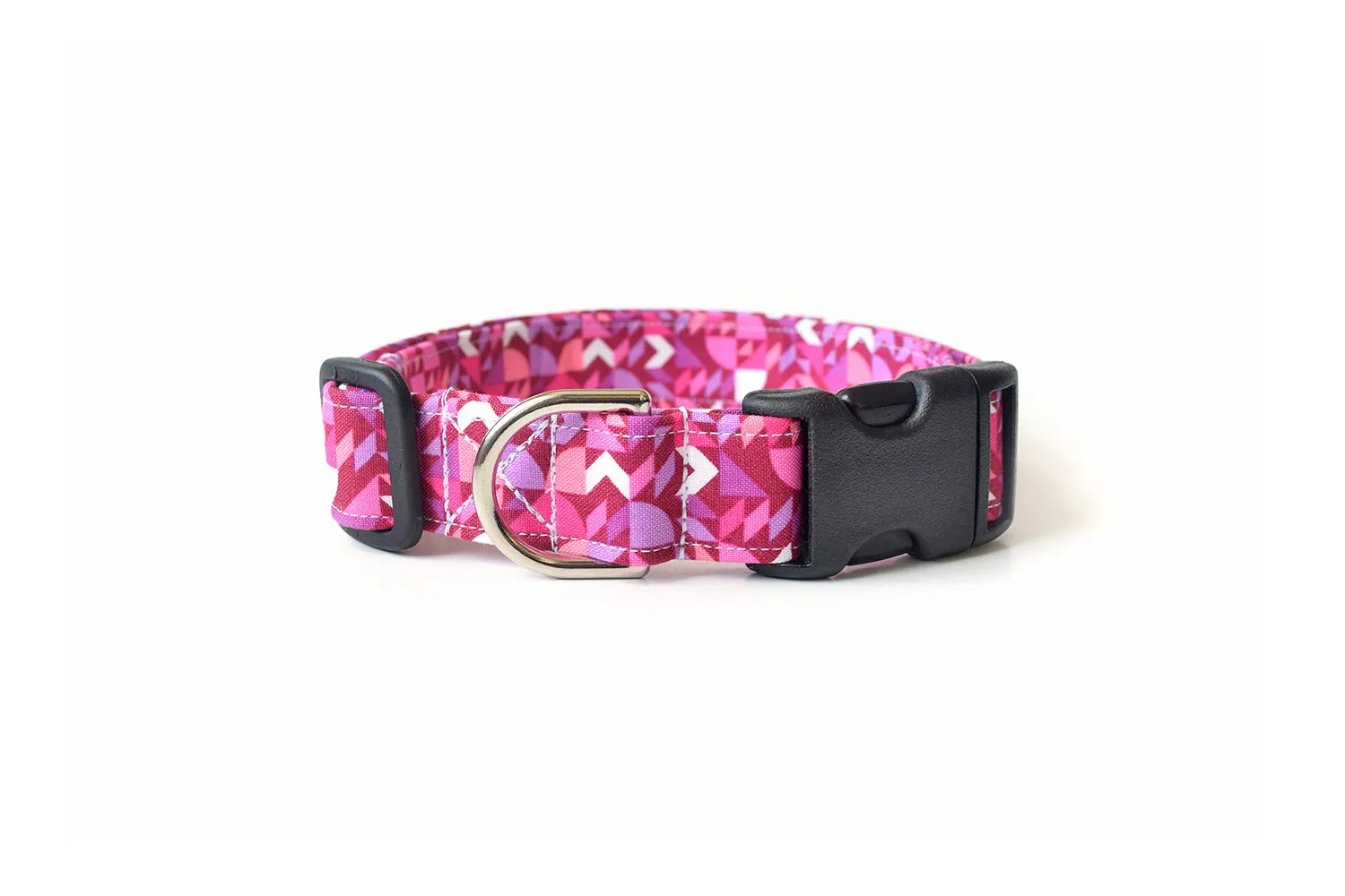 Magenta Pink Geometric Shapes Dog Collar