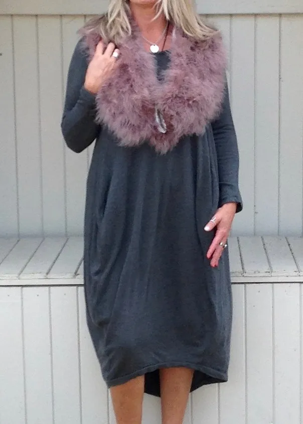 Marabou Feather Collar in Grey Lilac & Mocha