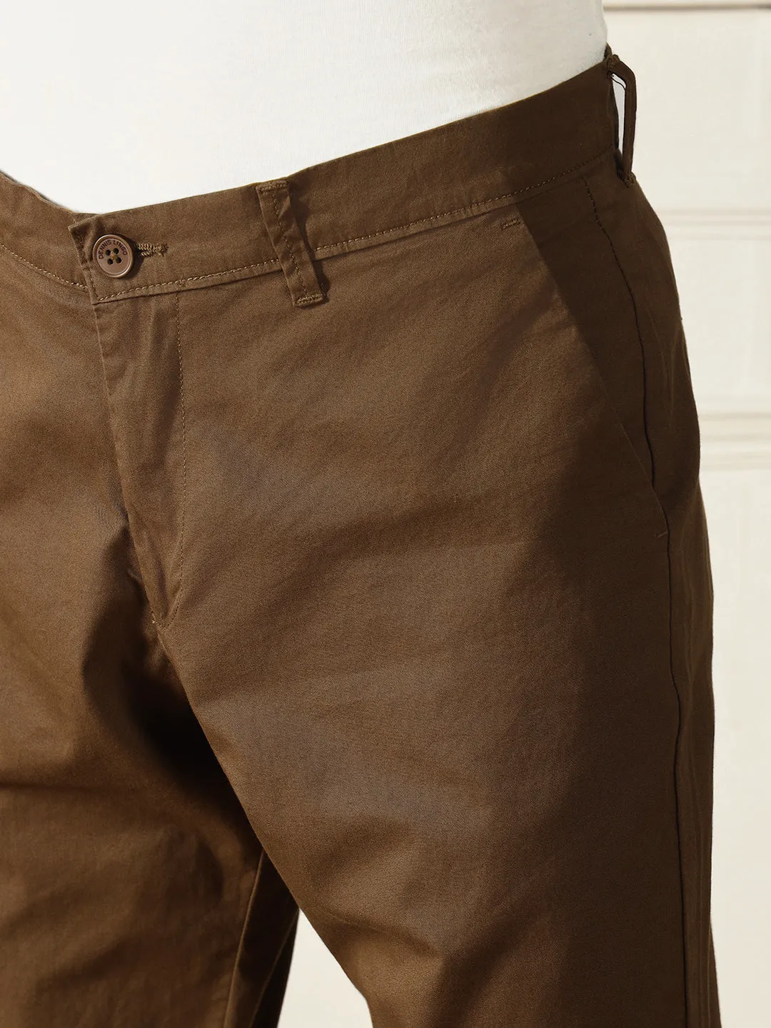 Men's Dark Khaki Solid Chinos