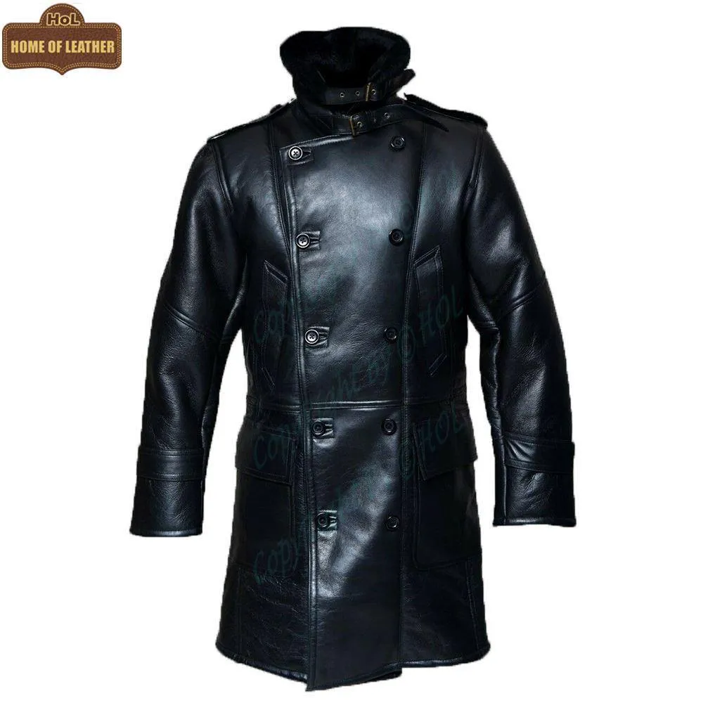MFC01 Black Fur Shearling Winter Jacket Warm RAF B3 WWII Genuine Leather Coat For Men