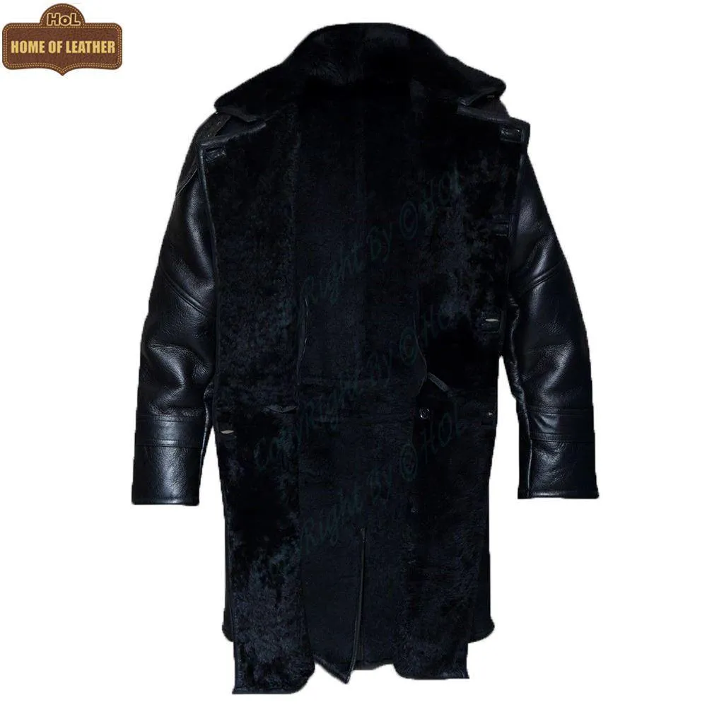 MFC01 Black Fur Shearling Winter Jacket Warm RAF B3 WWII Genuine Leather Coat For Men
