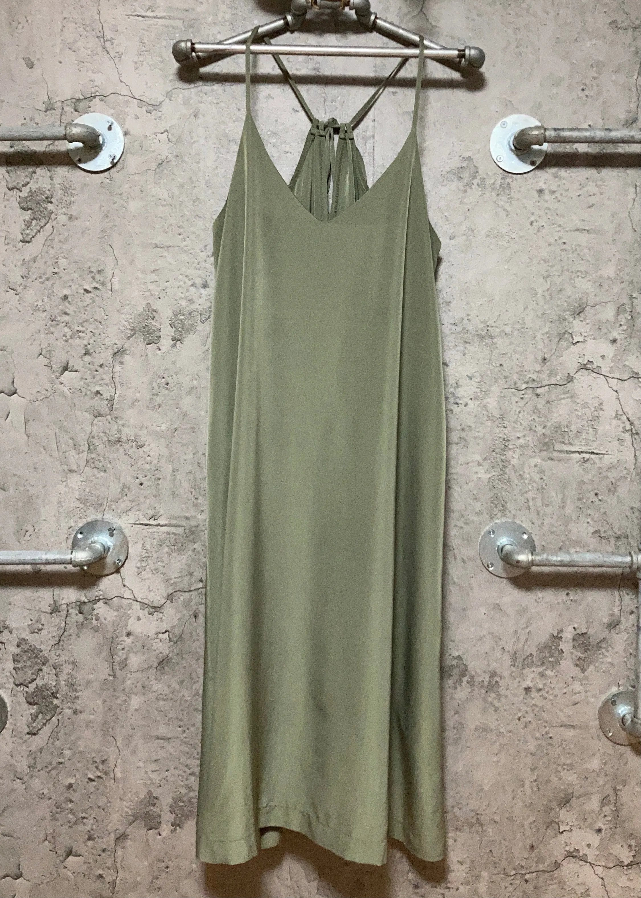 olive green slip dress