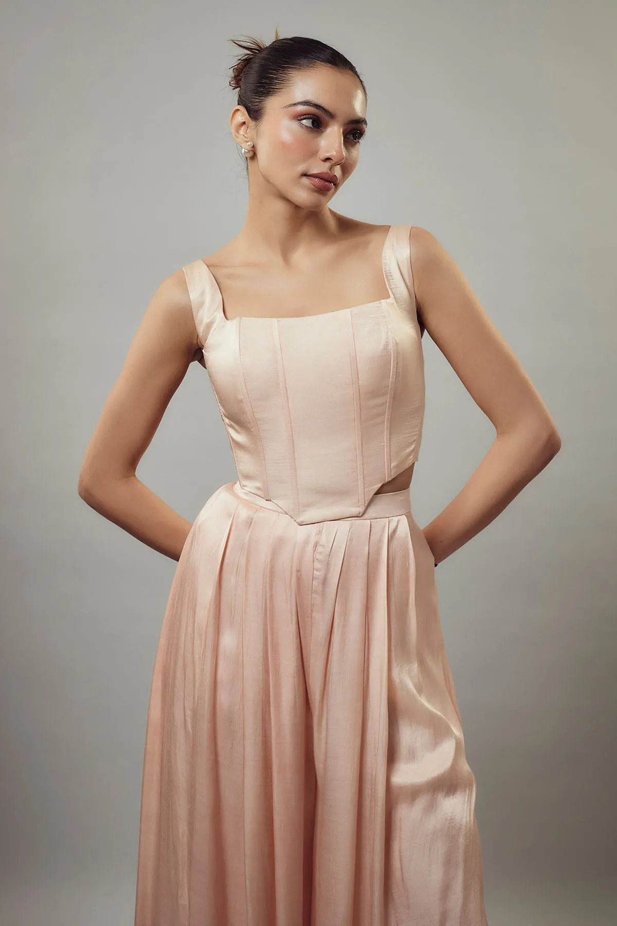 Peach Corset & Flared Pants