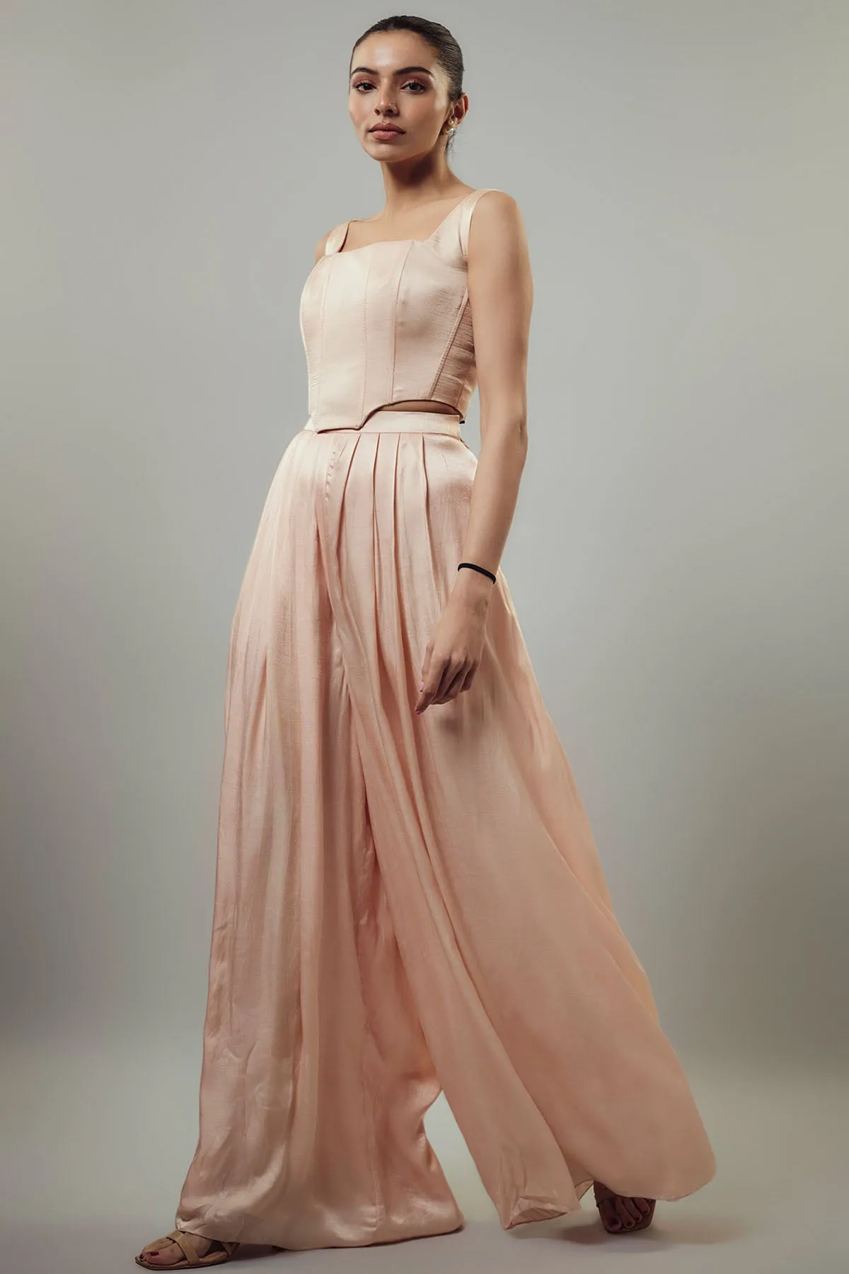 Peach Corset & Flared Pants