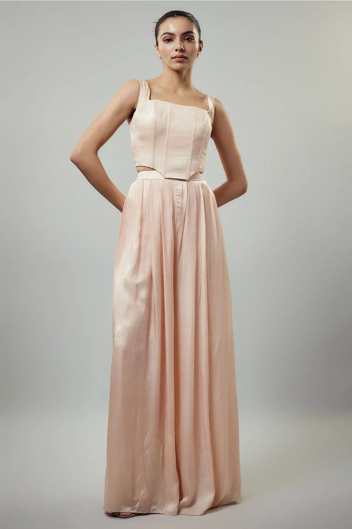 Peach Corset & Flared Pants