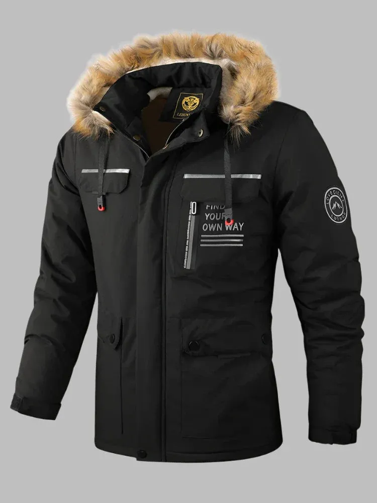 PolarQuest Parka | Warmer Langer Wasserdichter Parka Wintermantel für Herren mit Pelzkragen