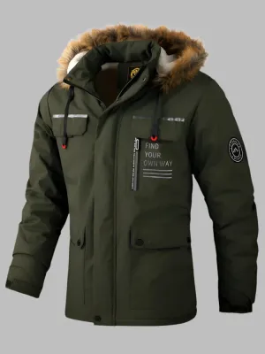 PolarQuest Parka | Warmer Langer Wasserdichter Parka Wintermantel für Herren mit Pelzkragen