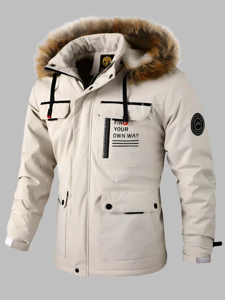 PolarQuest Parka | Warmer Langer Wasserdichter Parka Wintermantel für Herren mit Pelzkragen