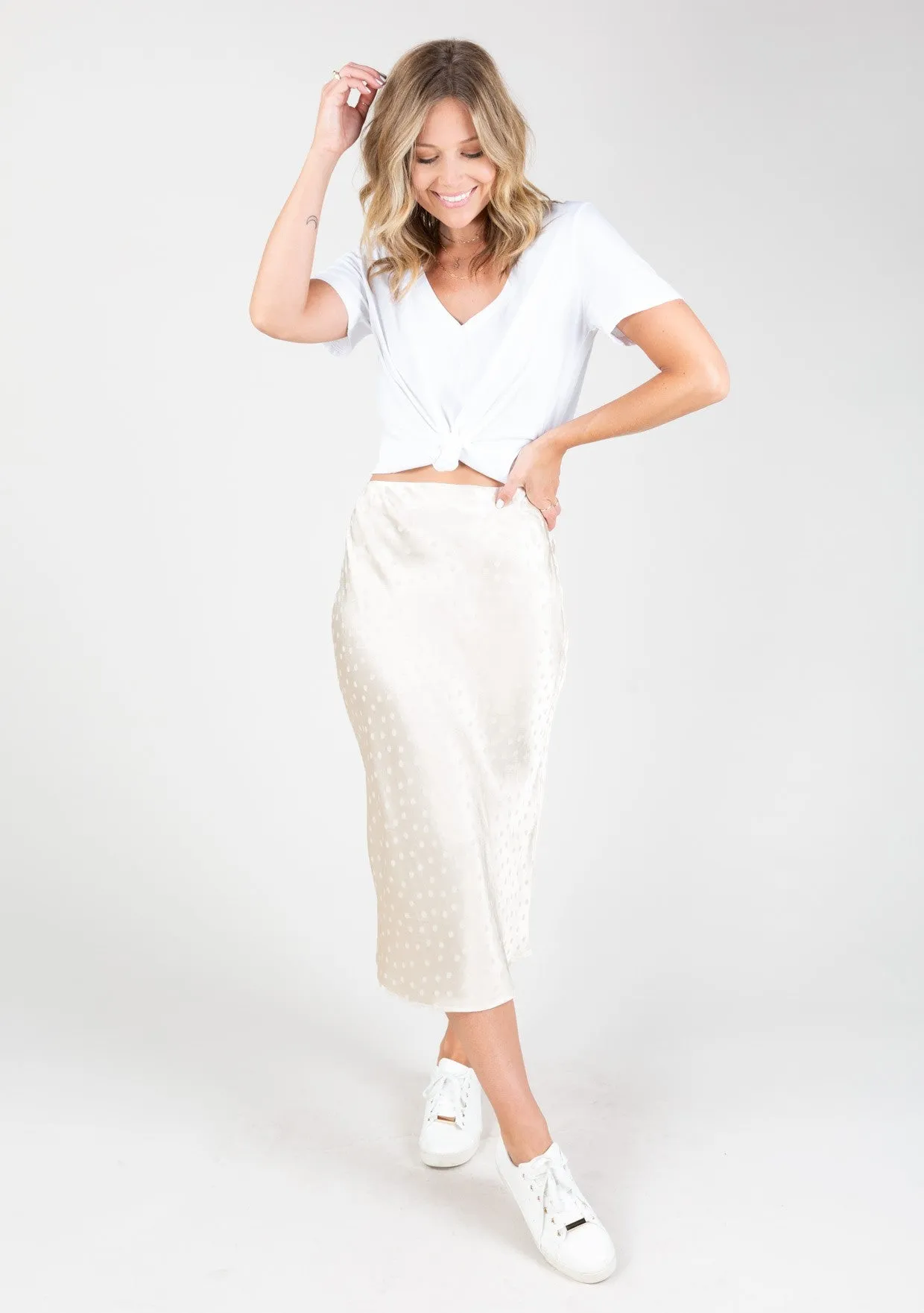 Polka Dot Midi Skirt