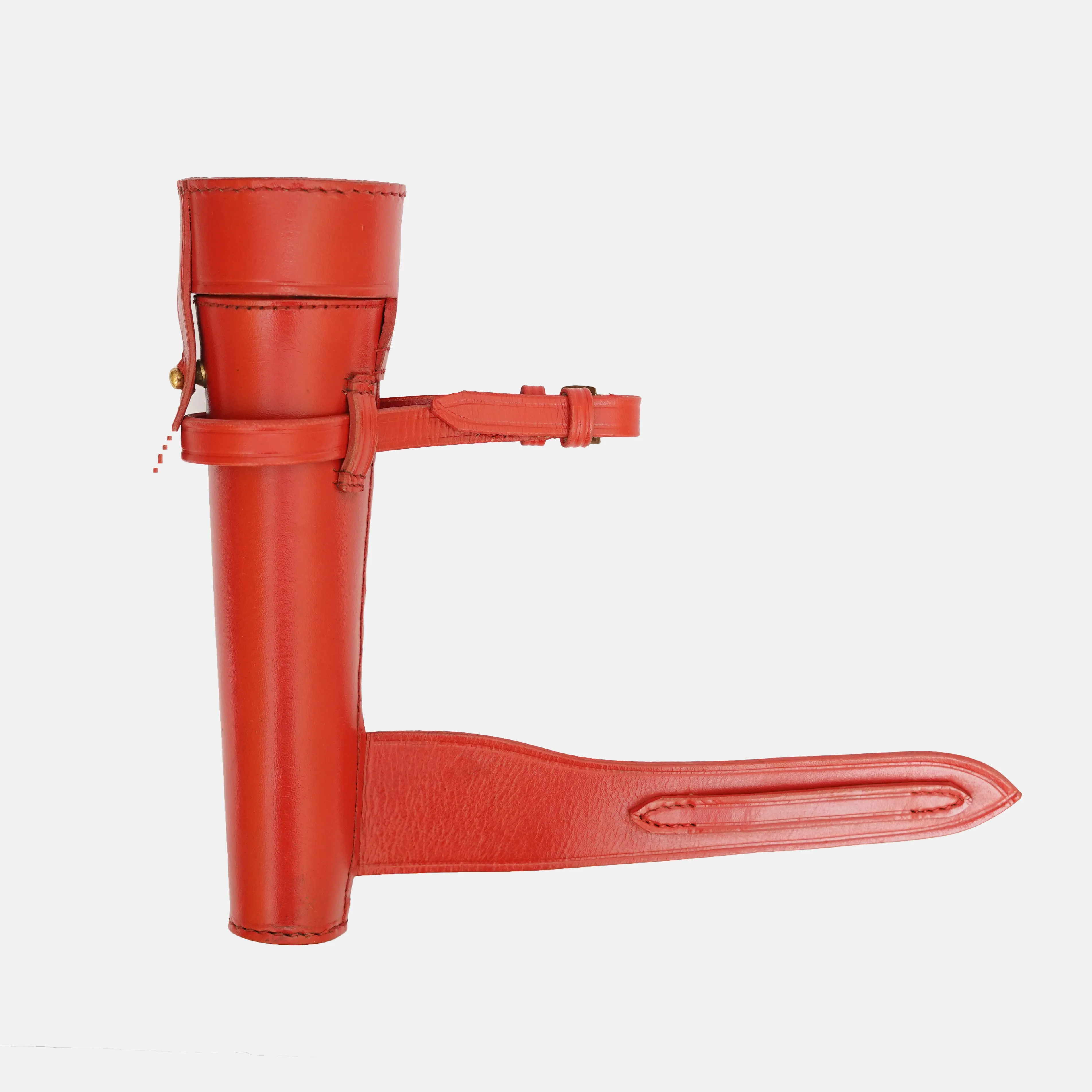 Red Leather Saddle Case for Stainless Steel Fox Hunting Flask