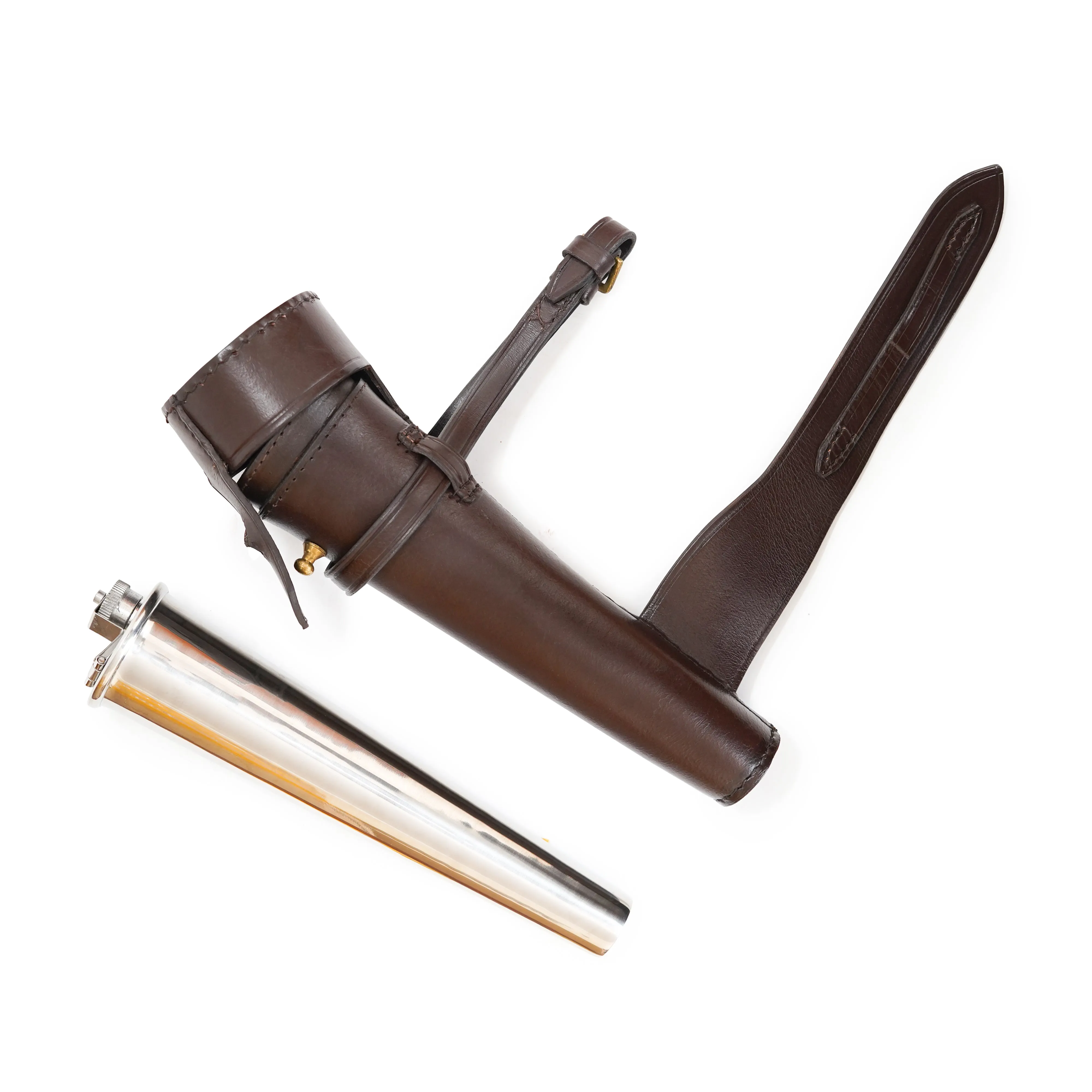 Red Leather Saddle Case for Stainless Steel Fox Hunting Flask