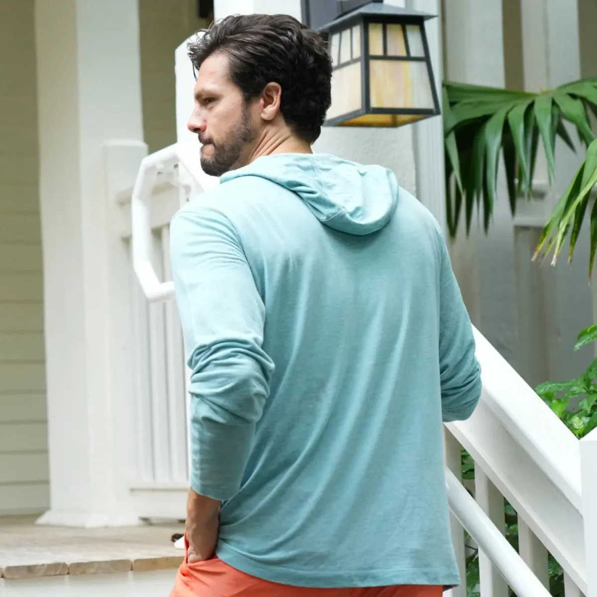 Reel Life Ocean Washed Circle Palm Pullover Hoodie - Adriatic Blue