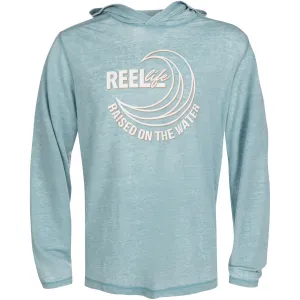 Reel Life Ocean Washed Circle Palm Pullover Hoodie - Adriatic Blue