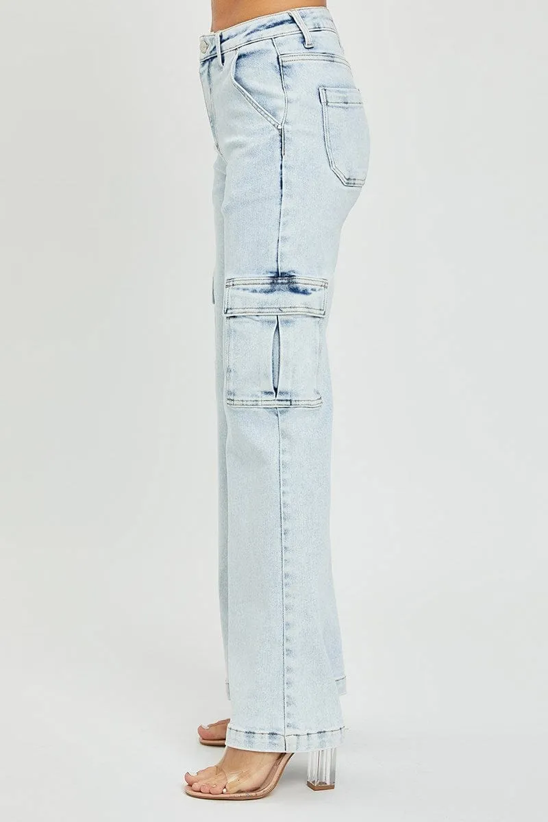 Risen High Rise Wide Cargo Jeans