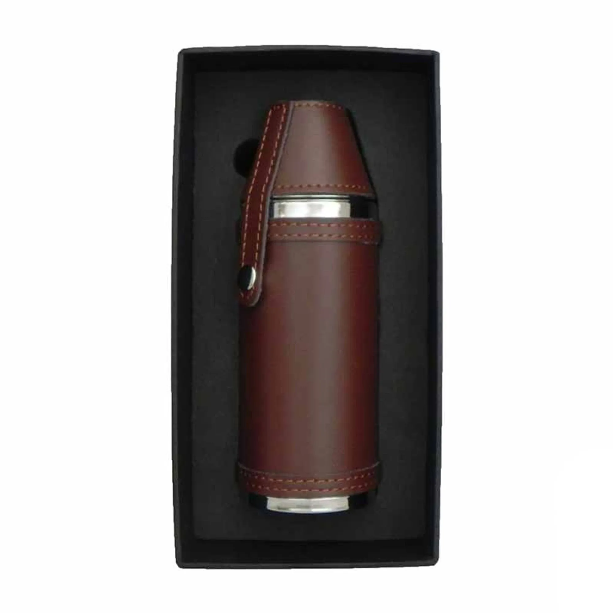 Sarome Spanish Leather Hunting Flask With 2 Cups