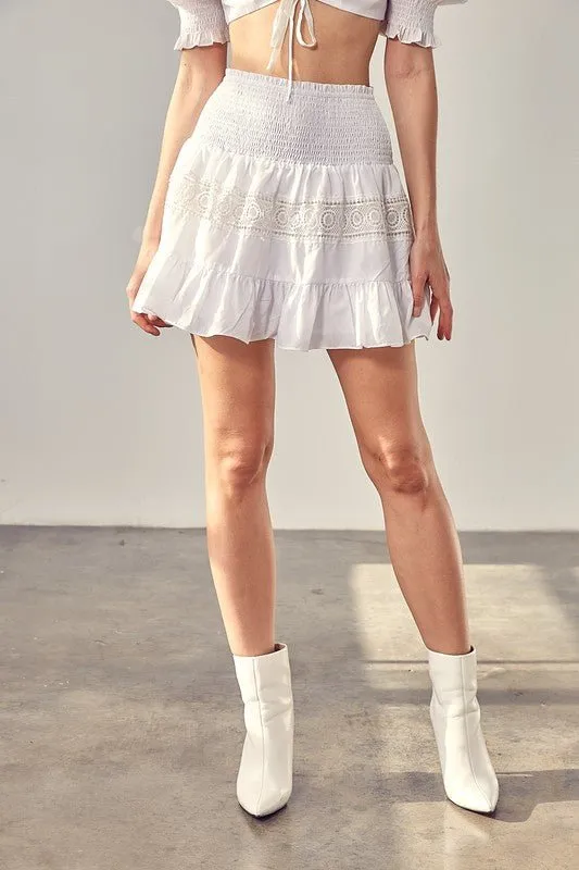 Smocked Tiered Mini Skirt