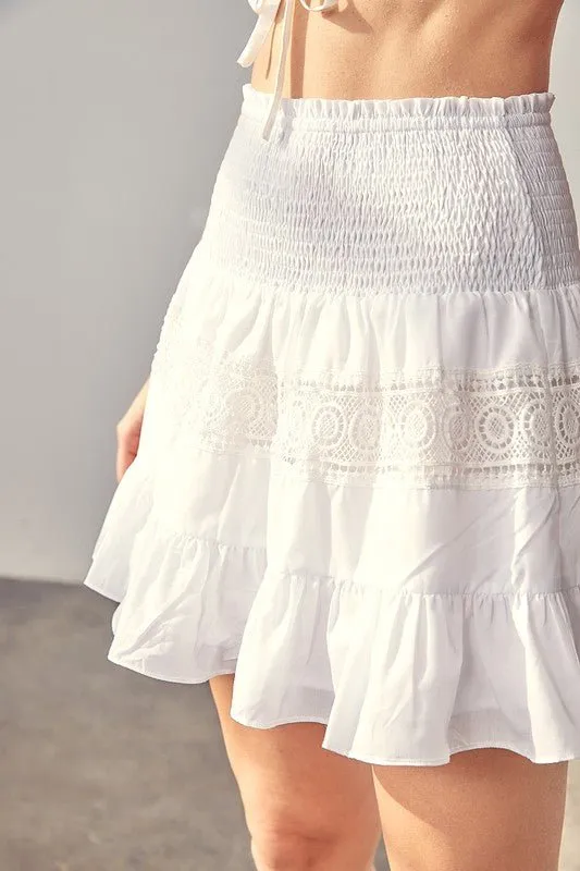 Smocked Tiered Mini Skirt