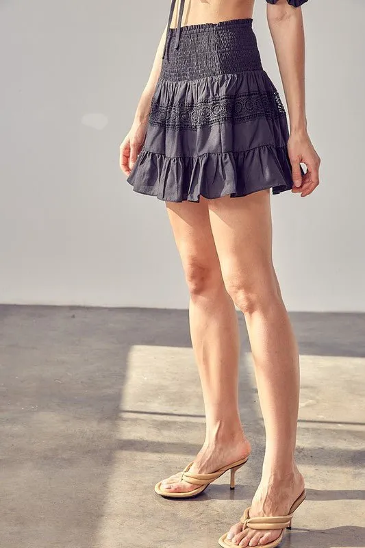 Smocked Tiered Mini Skirt