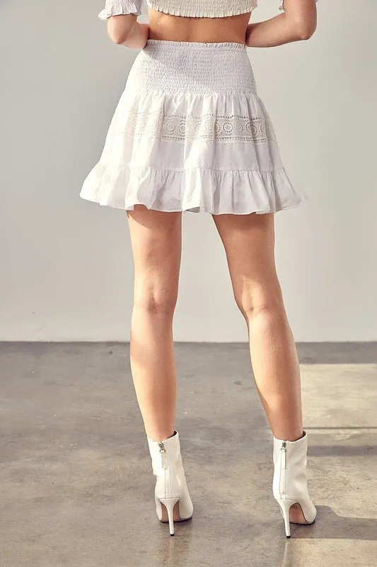 Smocked Tiered Mini Skirt