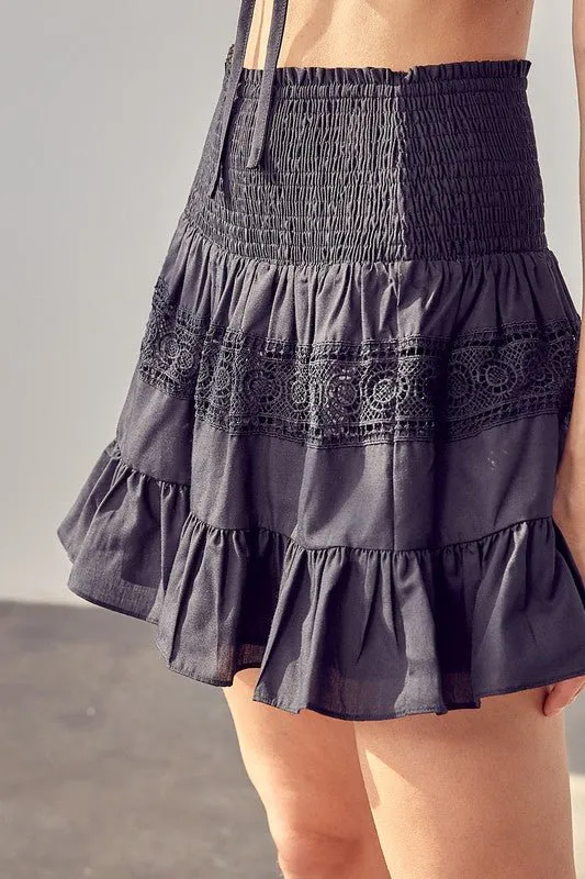 Smocked Tiered Mini Skirt