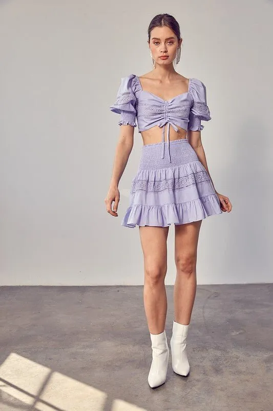 Smocked Tiered Mini Skirt