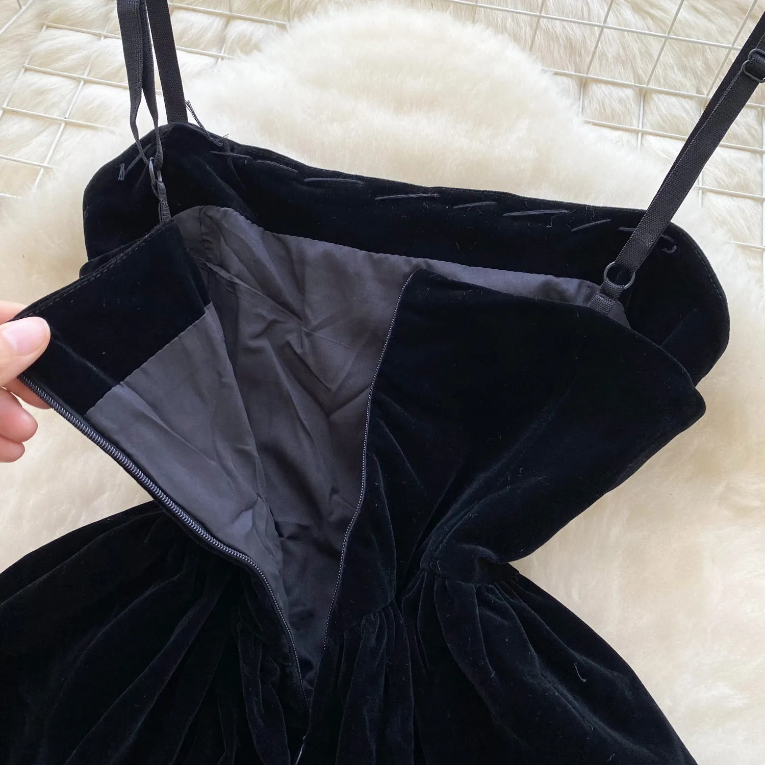 Square Neckline Black Slip Dress