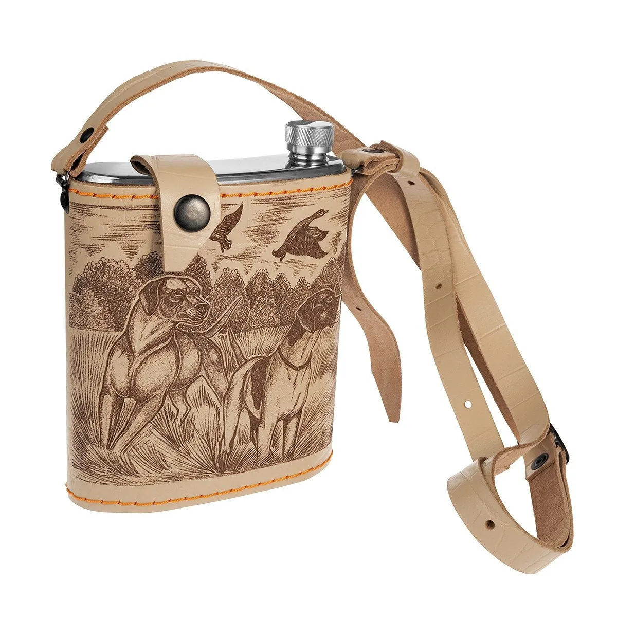 Stainless Steel Hip Alcohol Flask in Case 17 oz