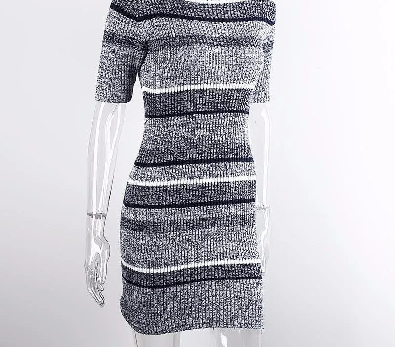Striped Knitted Bodycon Dress