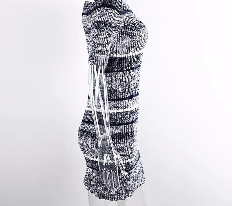 Striped Knitted Bodycon Dress