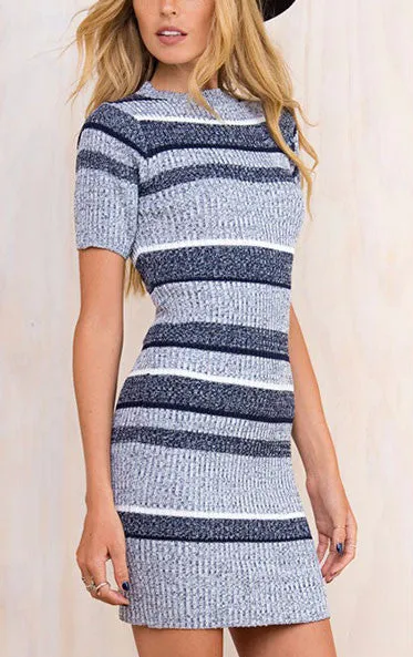 Striped Knitted Bodycon Dress