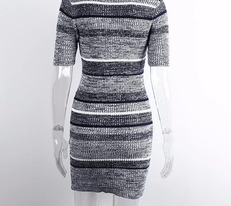 Striped Knitted Bodycon Dress