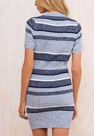 Striped Knitted Bodycon Dress