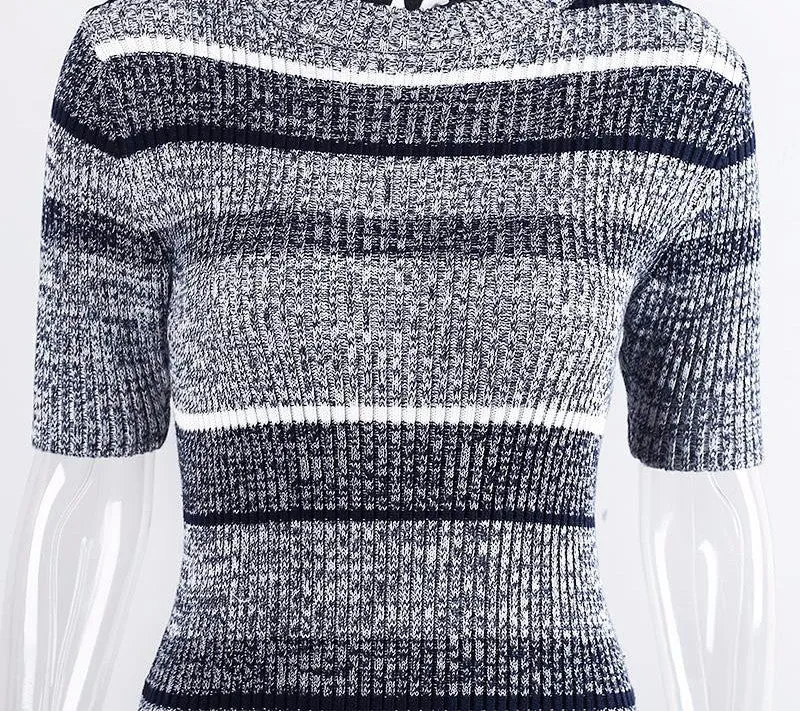 Striped Knitted Bodycon Dress