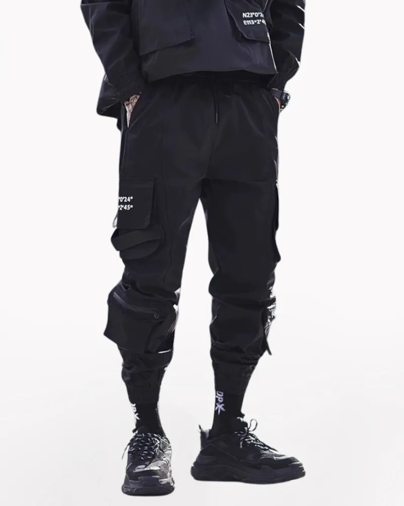 Techwear Slim Black Cargo Pants