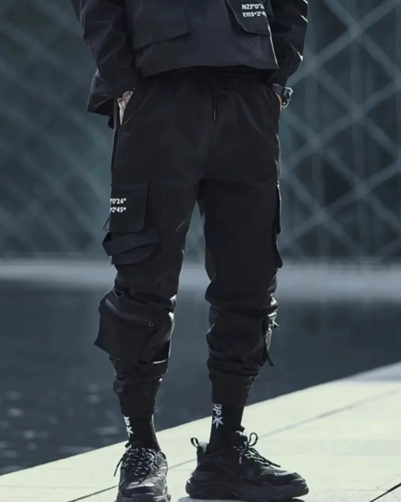 Techwear Slim Black Cargo Pants