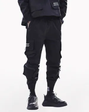 Techwear Slim Black Cargo Pants