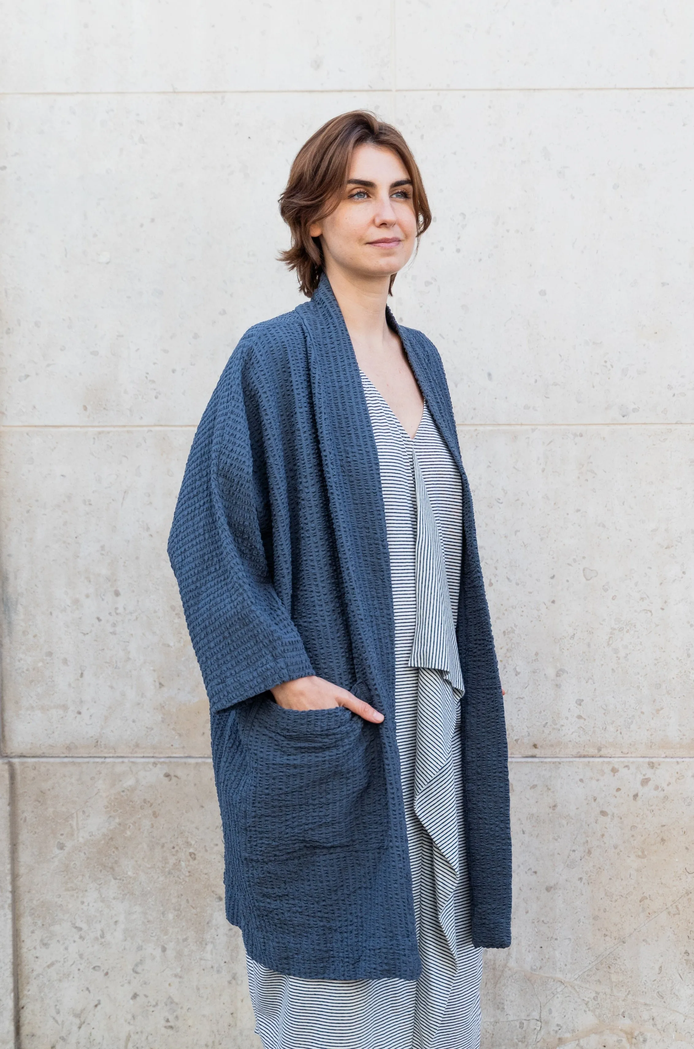 TEXTURED COTTON GREY JACKET