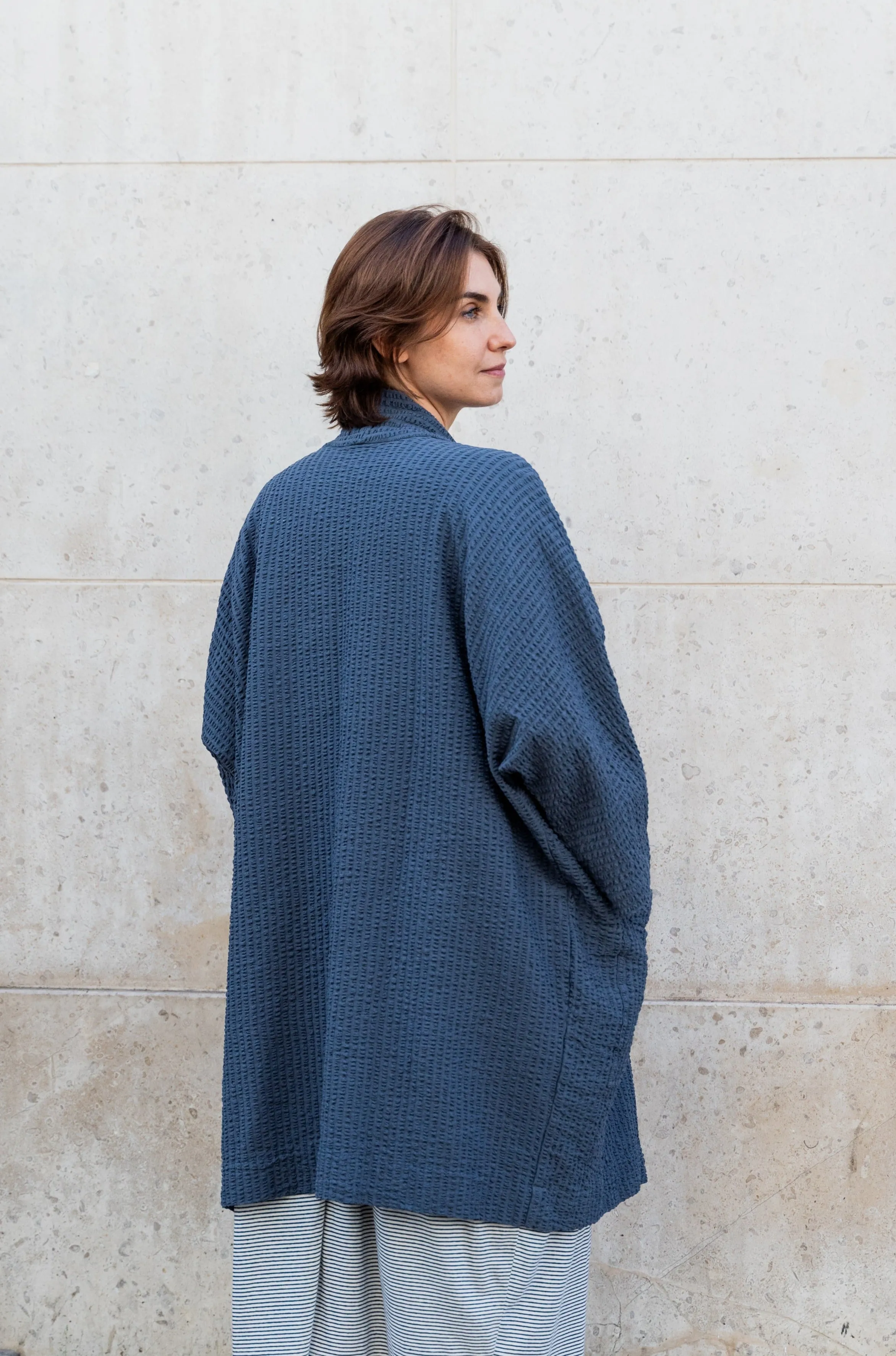 TEXTURED COTTON GREY JACKET