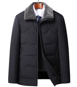 Tommy™ fluwelen dikke kraag gevoerde zwarte parka winterjas