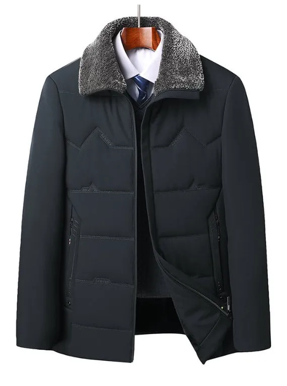 Tommy™ fluwelen dikke kraag gevoerde zwarte parka winterjas
