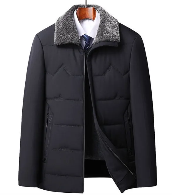 Tommy™ fluwelen dikke kraag gevoerde zwarte parka winterjas