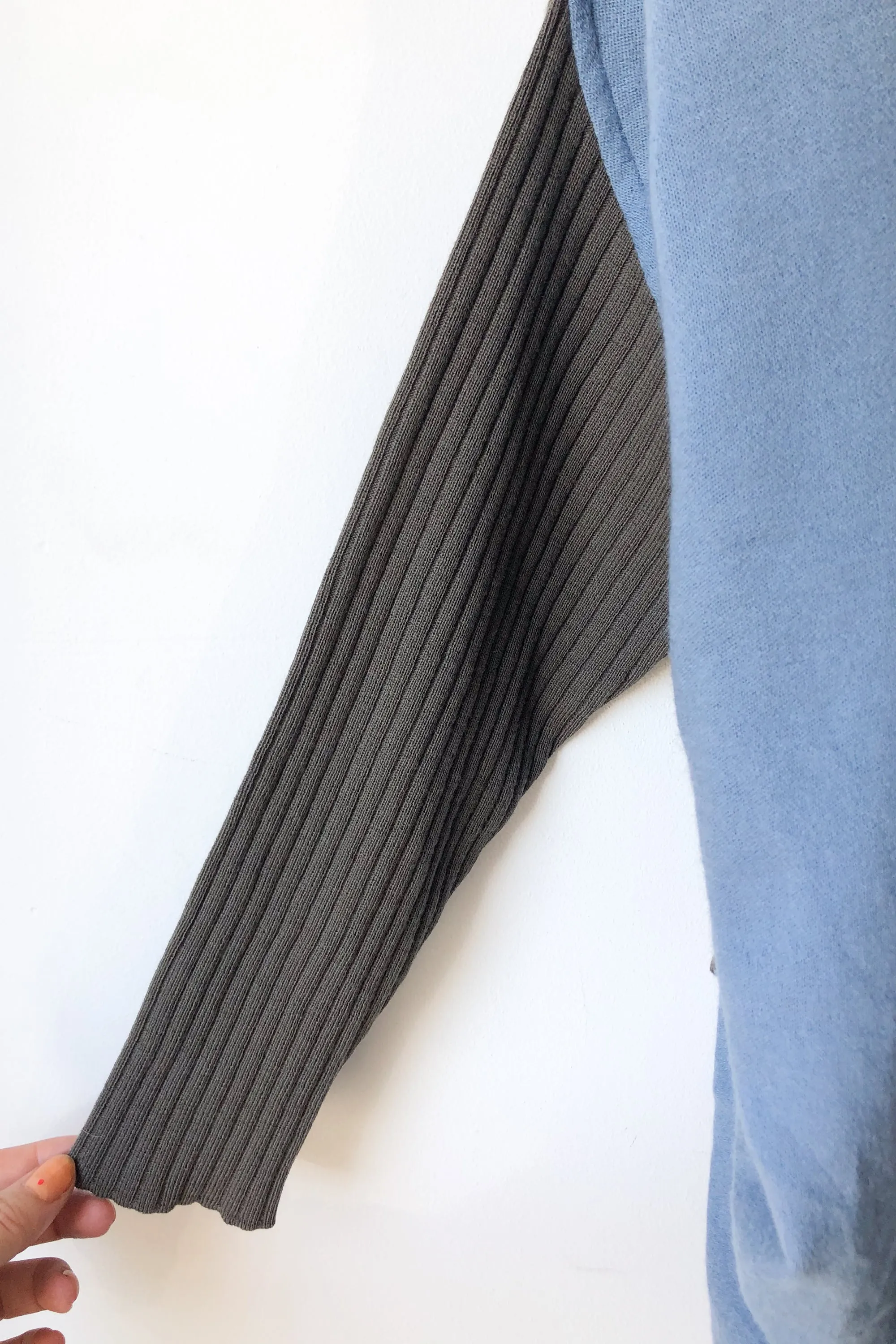 Vintage Issey Miyake Asymmetrical Grey & Blue Wool Dress
