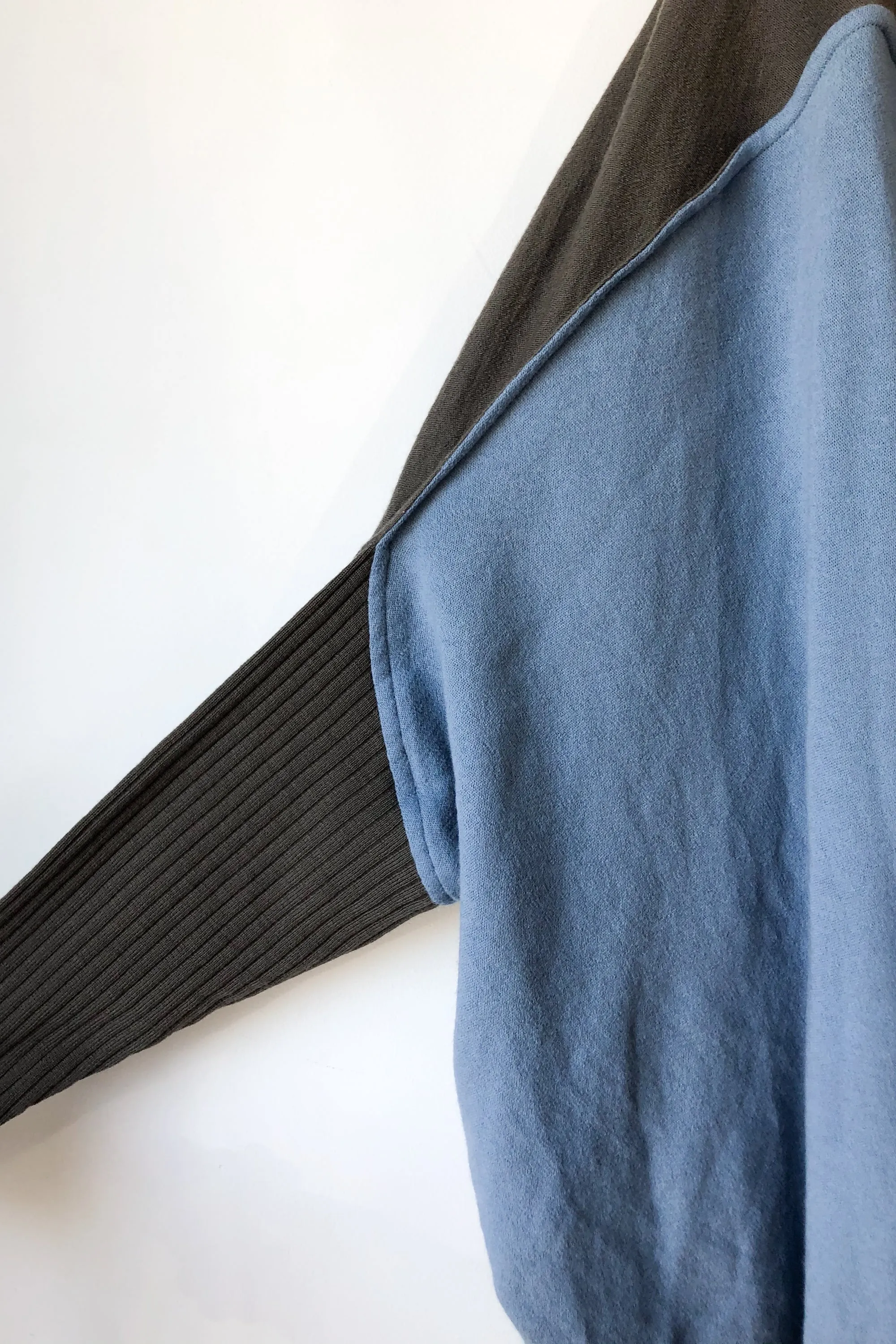 Vintage Issey Miyake Asymmetrical Grey & Blue Wool Dress