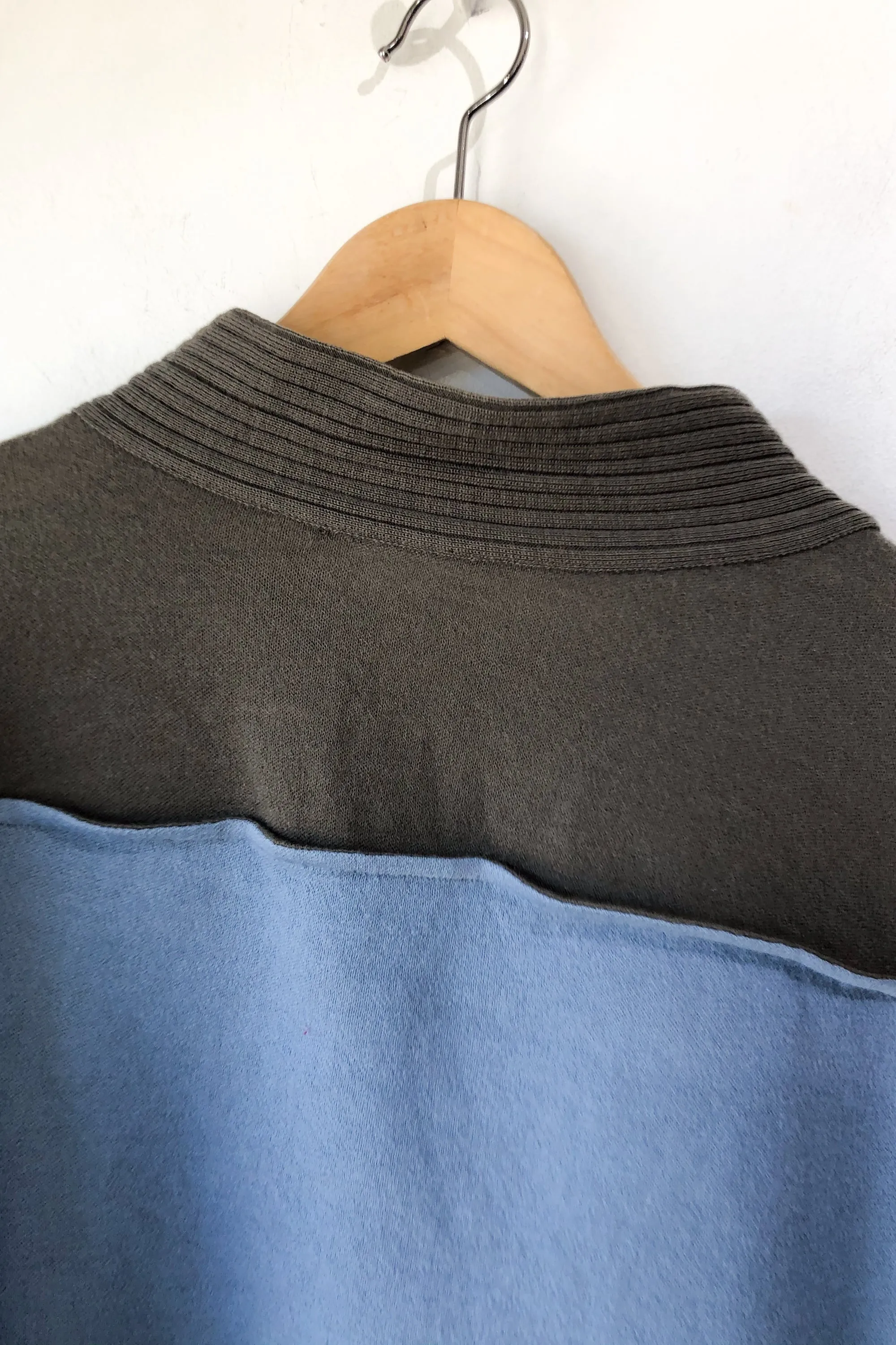 Vintage Issey Miyake Asymmetrical Grey & Blue Wool Dress