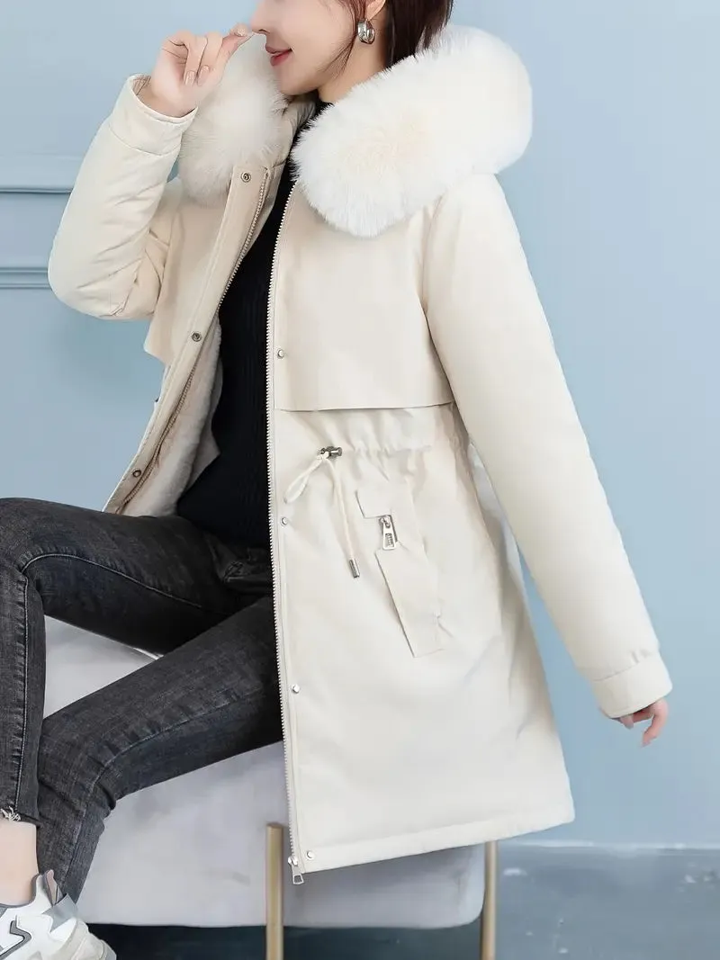 Winterjas voor dames - Lange met fleece gevoerde parka van polyester
