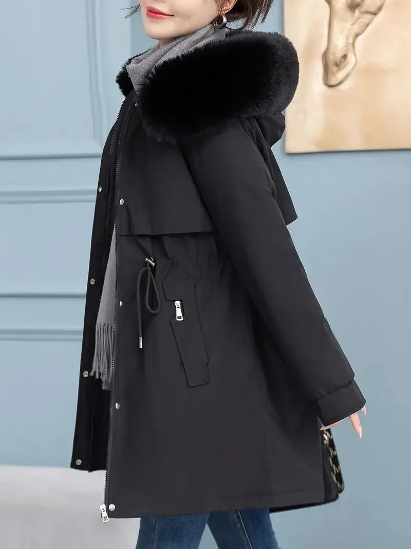 Winterjas voor dames - Lange met fleece gevoerde parka van polyester