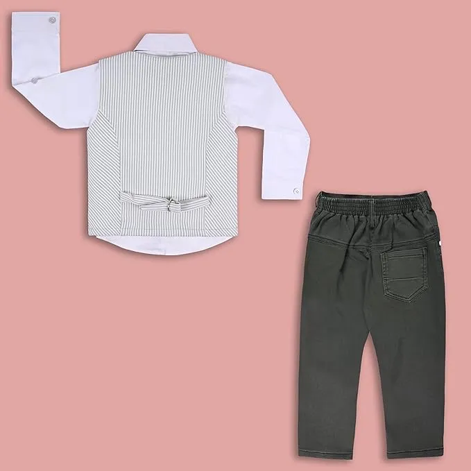 Wish Karo Shirt With Waistcoat And Pant For Boys (bsp007grn)