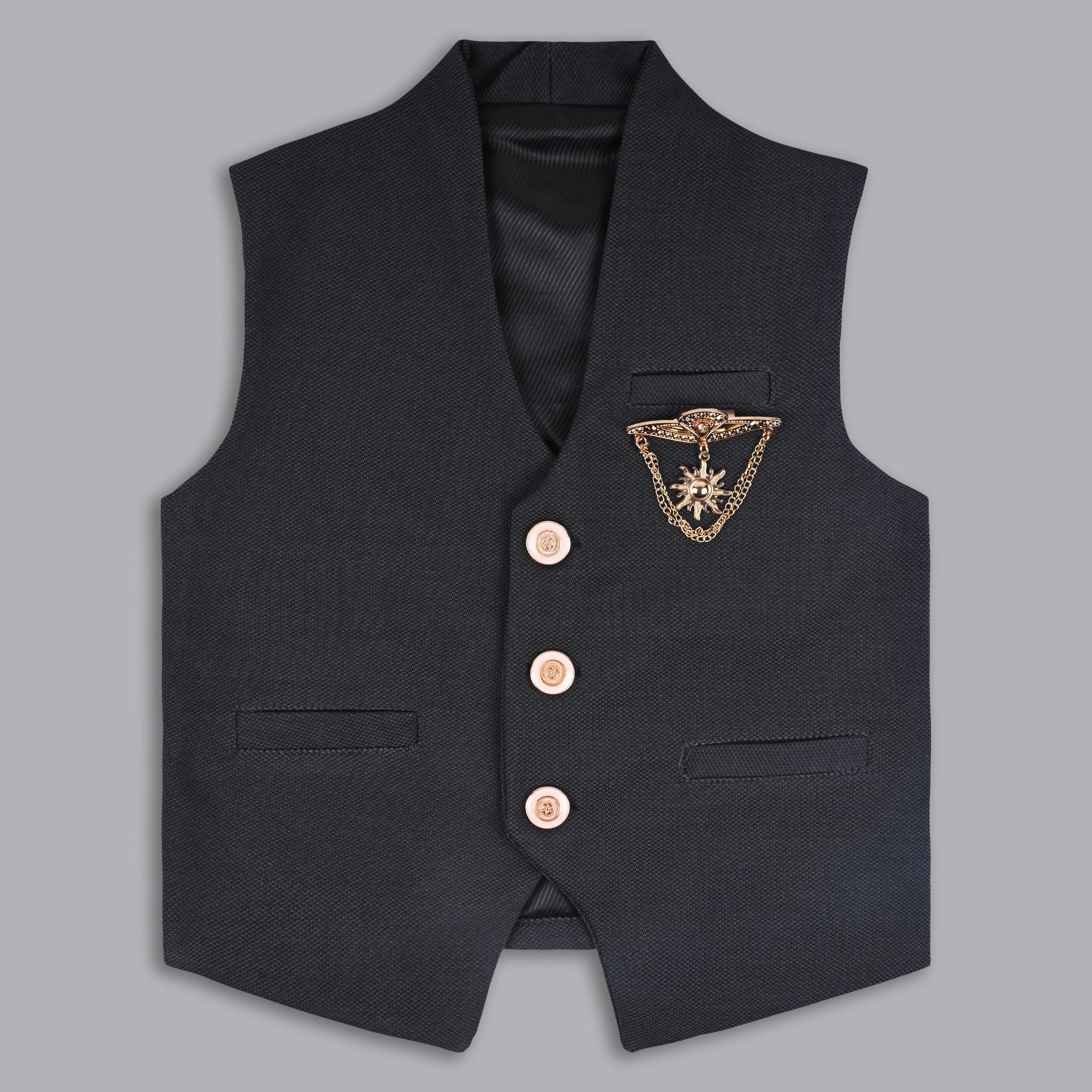 Wish Karo Shirt With Waistcoat And Pant For Boys (bsp008gry)