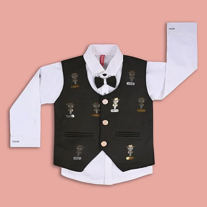 Wish Karo Shirt With Waistcoat And Pant For Boys (bsp009dgrn)